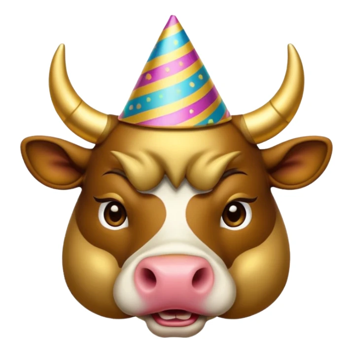 New Year's dressed bull emoji sticker