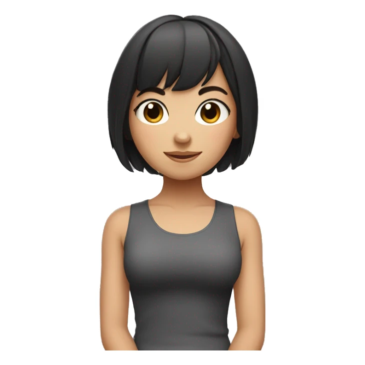 Cute yoga girl with dark hair and bangs sticker