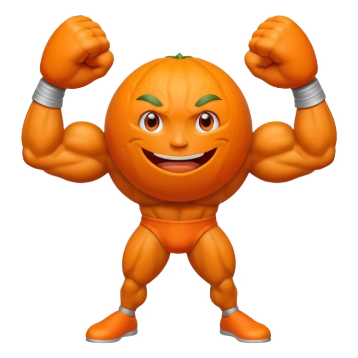  orange  with a face  had strong arms and legs sticker