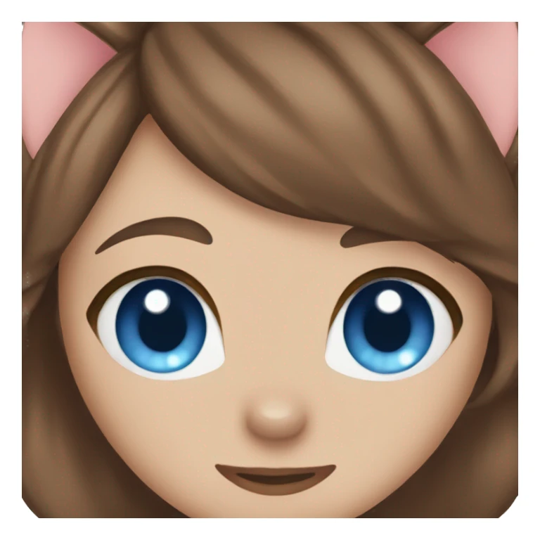 Heart face emoji brown hair blue eyes cat ears sticker