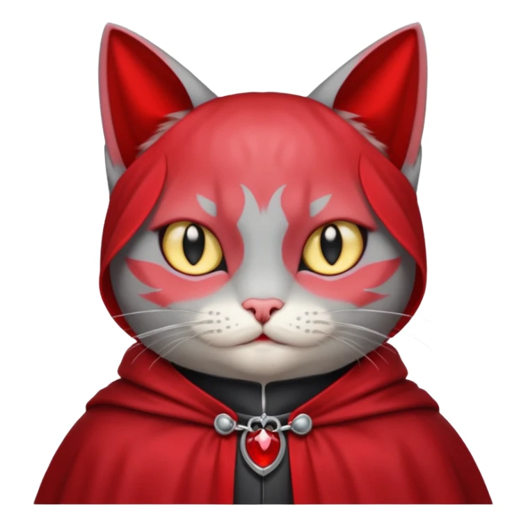 grey cat-vampire-in-red-collar-cloak sticker
