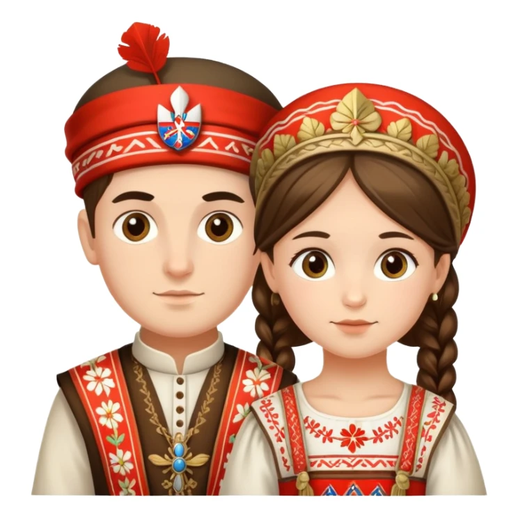 The serbian girl and boy in ther folklore clouth sticker