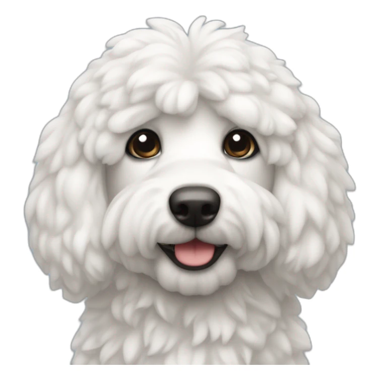 caniche blanco con correa azul y pelado sticker