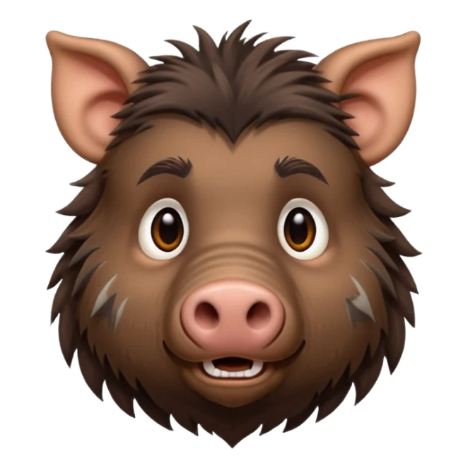 cute hairy boar, dark brown with stripes  sticker