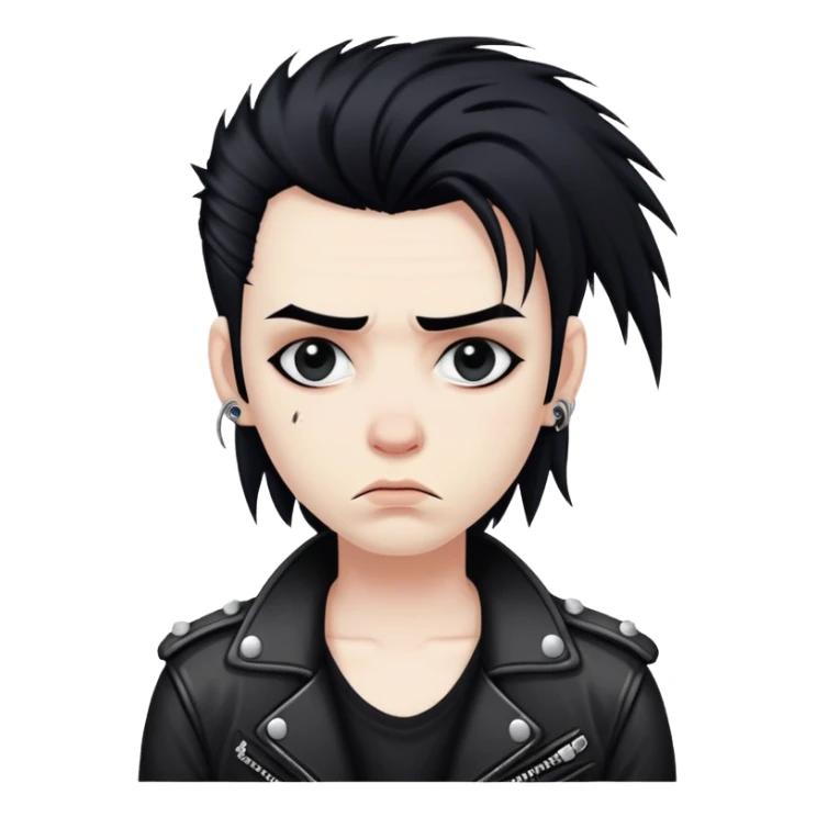 Sad punk rocker with kinky semi-long hair sticker