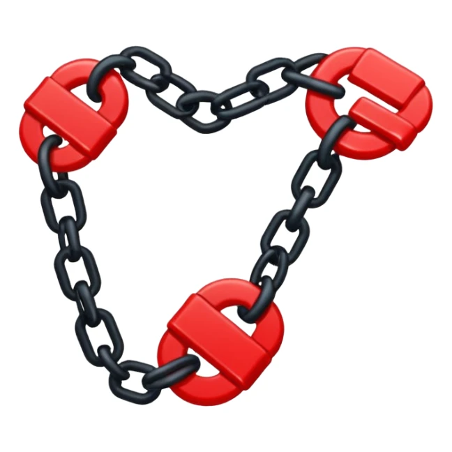 iOS sticker, broken chain, black links, red break, minimal sticker