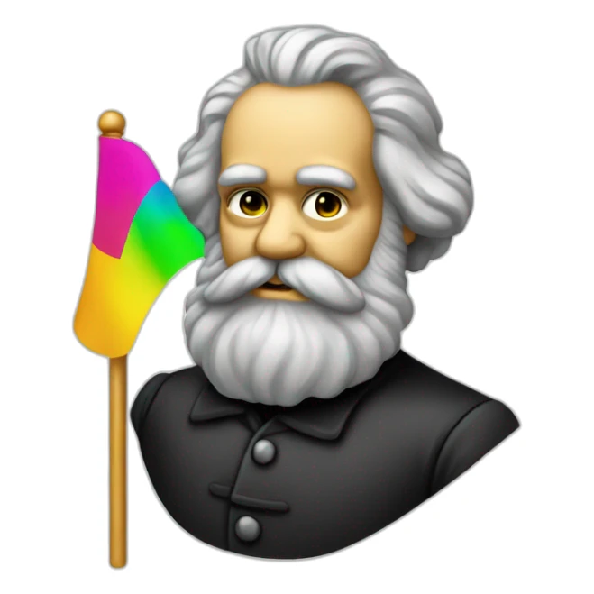 karl marx holding a pansexual flag sticker