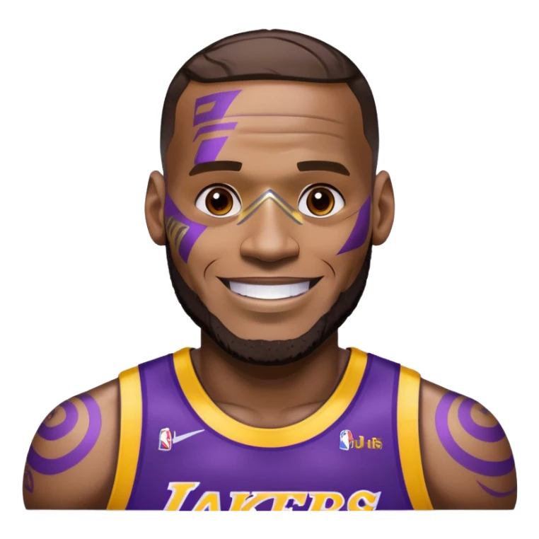 Lebron James as a half robot/cyborg AI but still keep lakers and friend;y sticker