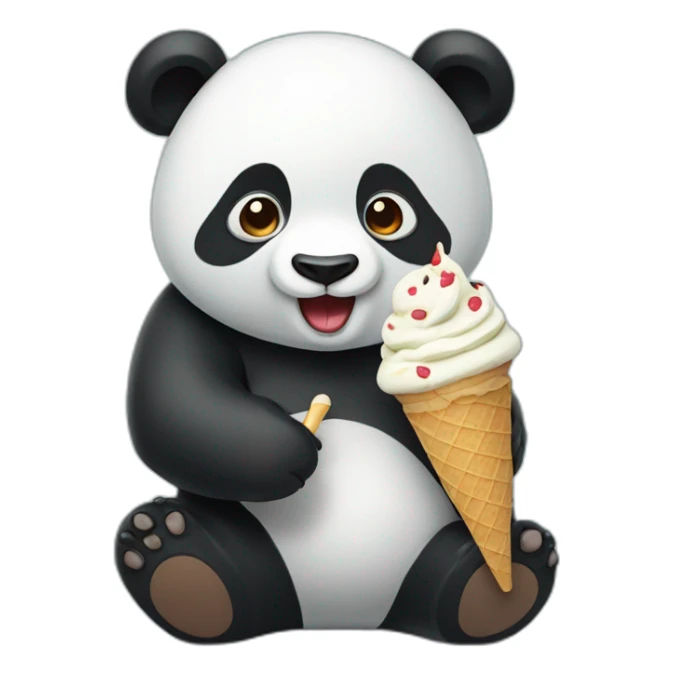 Panda eating ice cream sticker