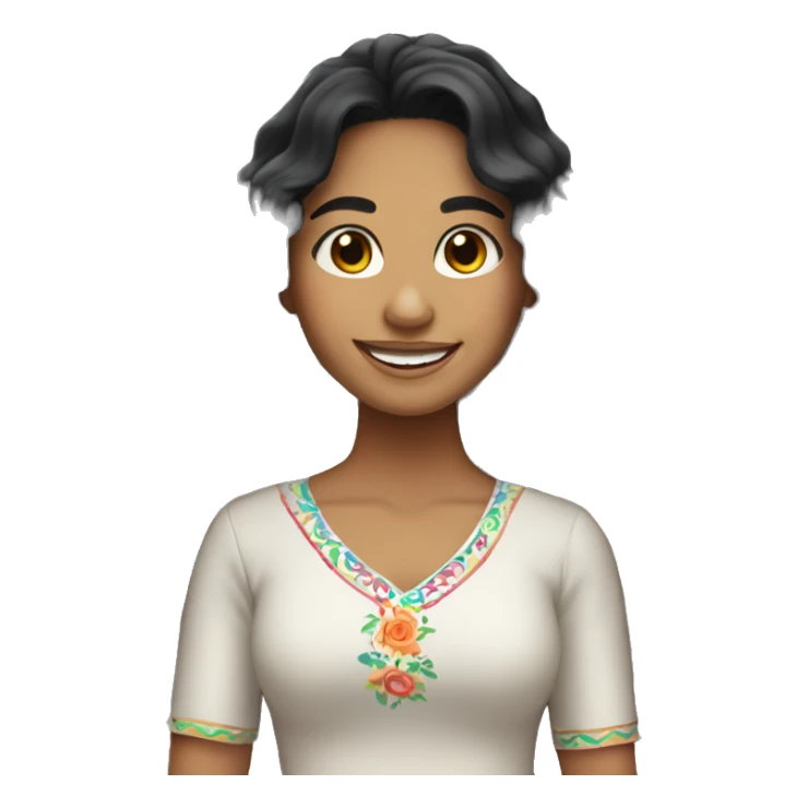 mexican girl with long curly black hair smiling  sticker