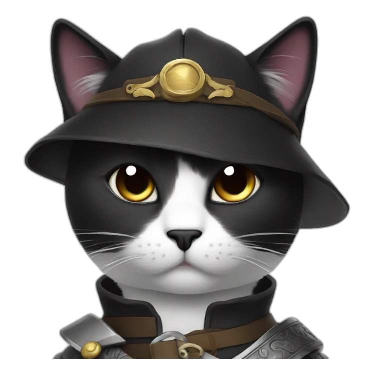 black and white cat in boots with a sword with a scar on his eye sticker