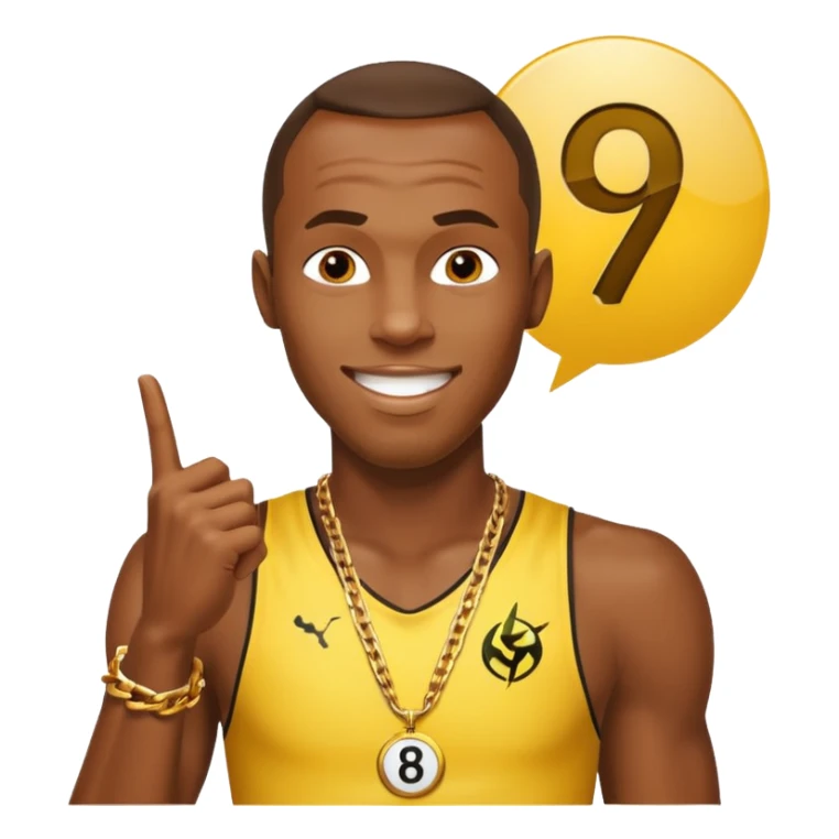 usain bolt avec un panneau affichant 9.58s derriere lui  sticker