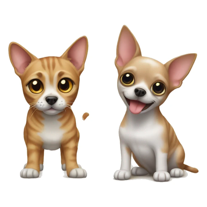 Tabby cat and chihuahua dog sticker