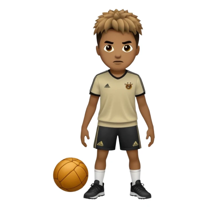 Crie um emoji de um menino com o cabelo castanho claro com uma franja reta e o corte low fade zumbi casaco de gola alta da adidas sticker