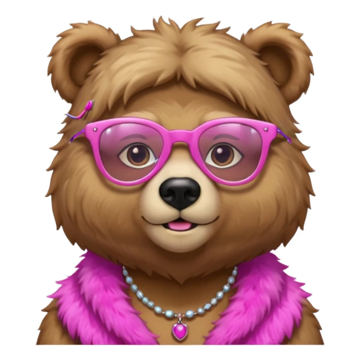 bear with pink glasses necklace and earings sticker