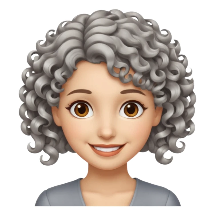 silver, short, wavy-haired with curls, smiling pretty lady, brown/hazel eyes

 sticker