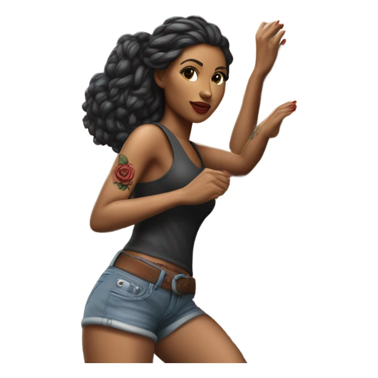 Hyper Realistic beautiful woman model with a small rose tattoo rock climbing  sticker