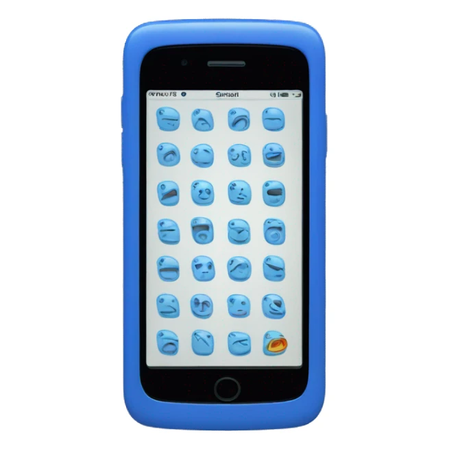 phone mobile with a blue "K" as logo in the screen without any faces sticker