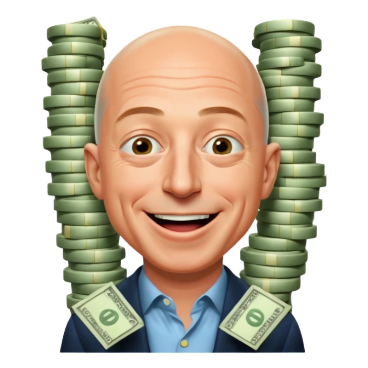 jeff bezos sniff money and laughing like madman sticker