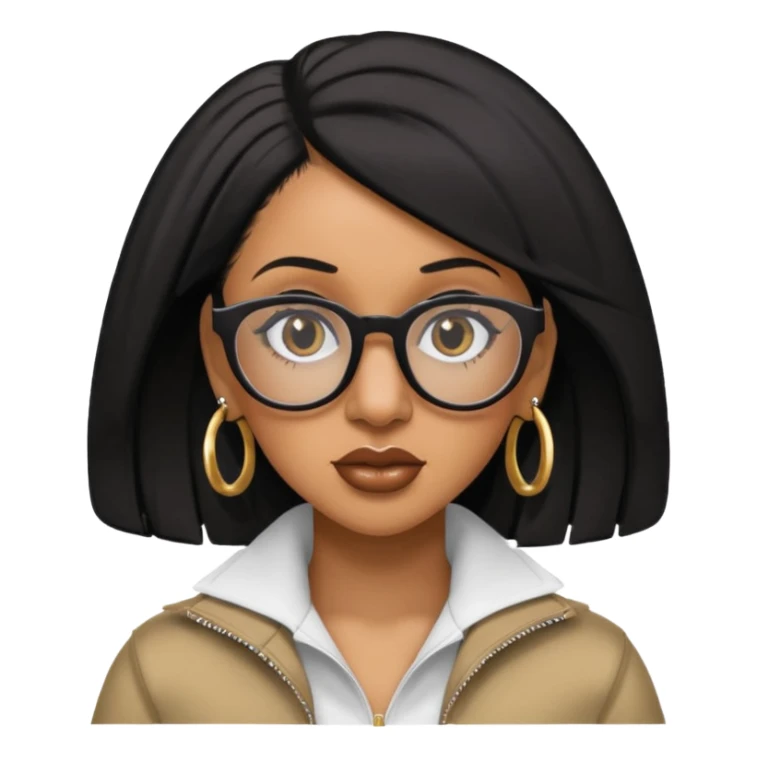 rapper Cardi B black hair wear glasses sticker