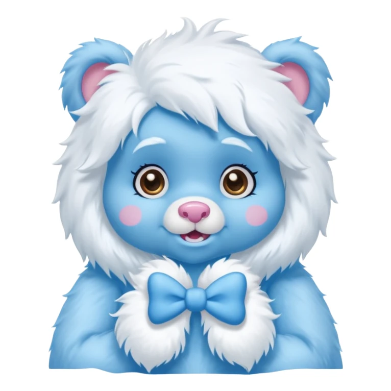 blue girl care bear yeti with bow sticker
