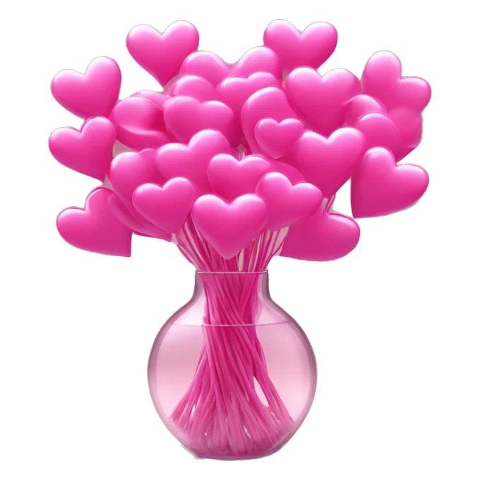 10000000 huge pink hearts on stems in a clear glass vase sticker