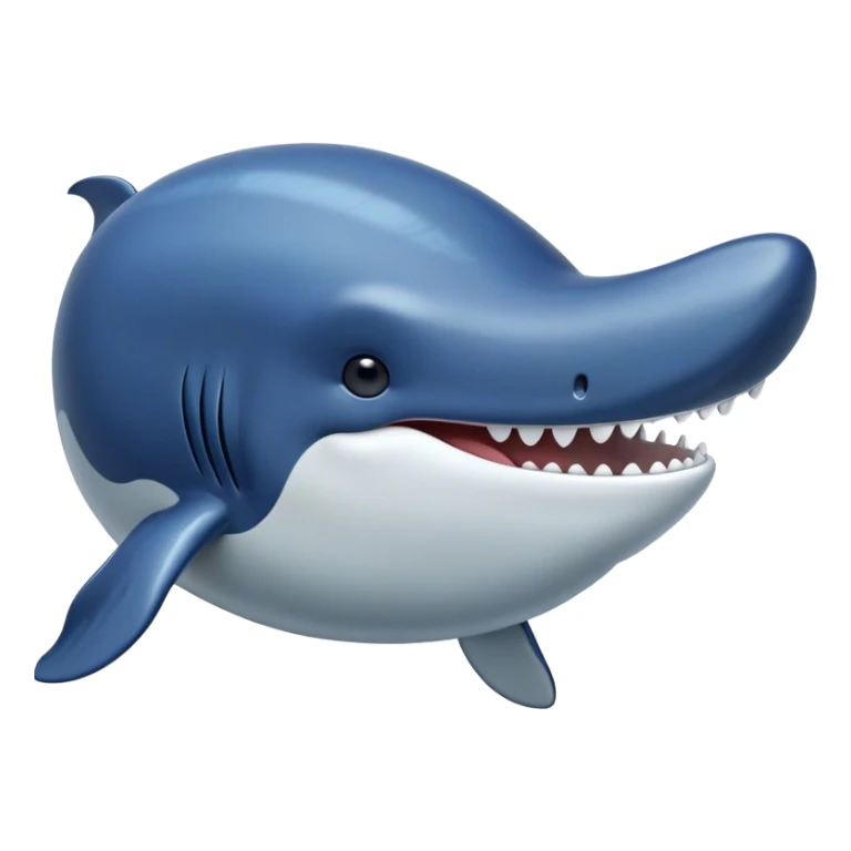 Meme-Worthy Singing Humpback Whale Portrait Emoji, Mouth open wide in a dramatic, melodious pose, showcasing a deep blue-gray body with barnacle accents and an expressive, soulful gaze, Simplified yet artistically graceful features, highly detailed, glowing with a soft, magical marine aura, high shine, enchanting and full of life, stylized with an air of deep-sea wonder, soft glowing outline, capturing the essence of a majestic humpback whale mid-song, resonating with the beauty of the ocean's ancient melodies! sticker