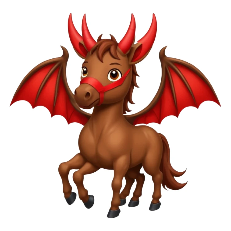 horse with horns and red bat wings sticker