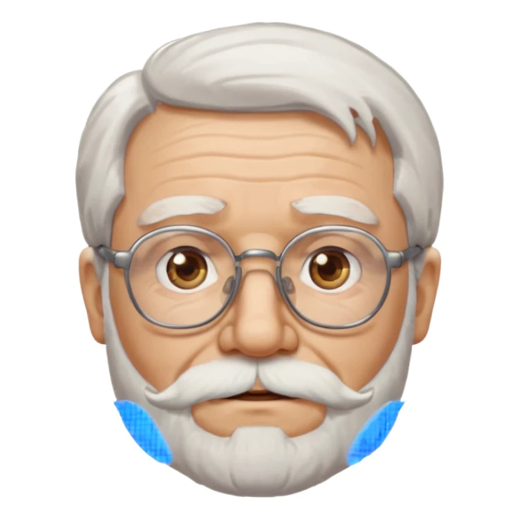 Old man, white hair and beard, glasses sticker
