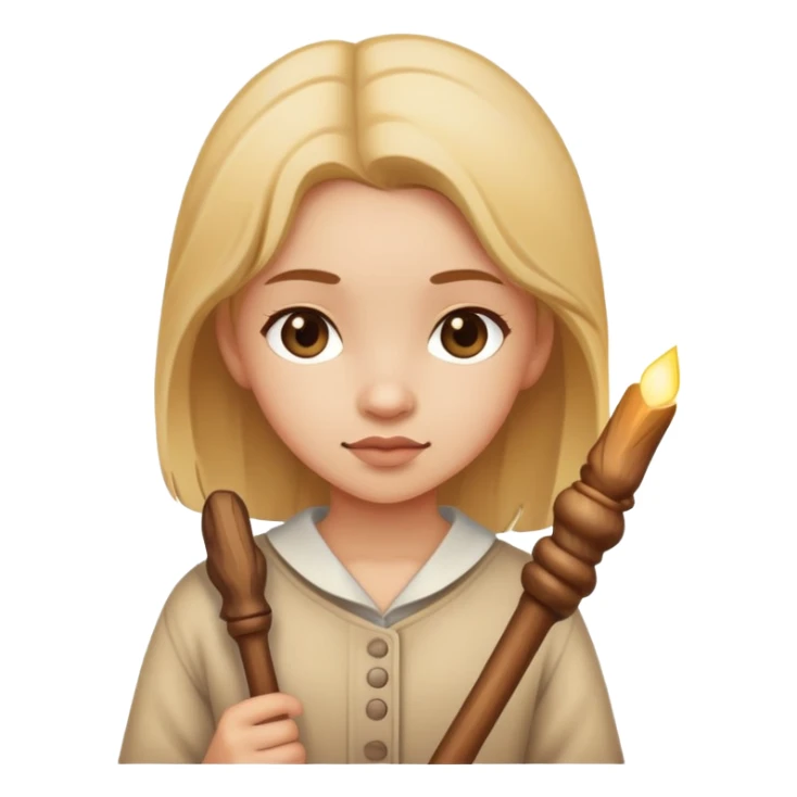 Girl holding stick sticker