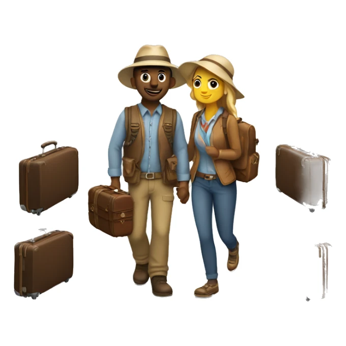 I want a traveler with suitcases and a partner ready for adventure.  sticker