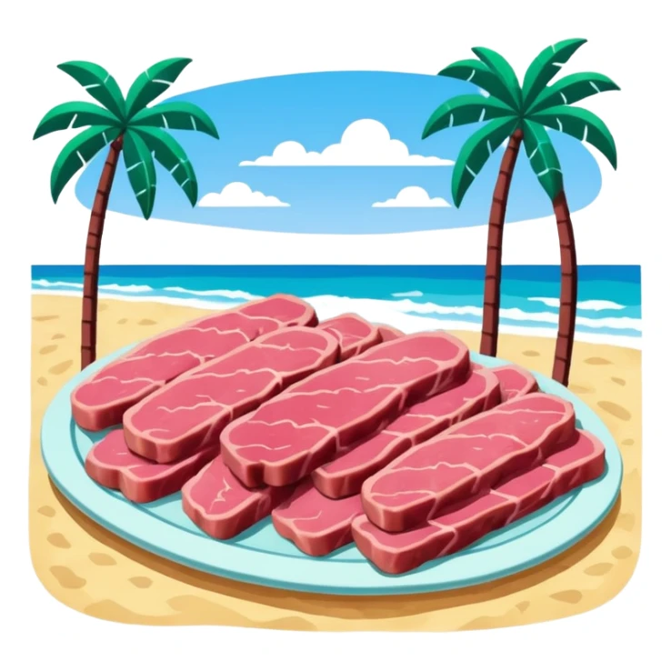 Matisse style pink SPAM meat Miami beach landscape sticker