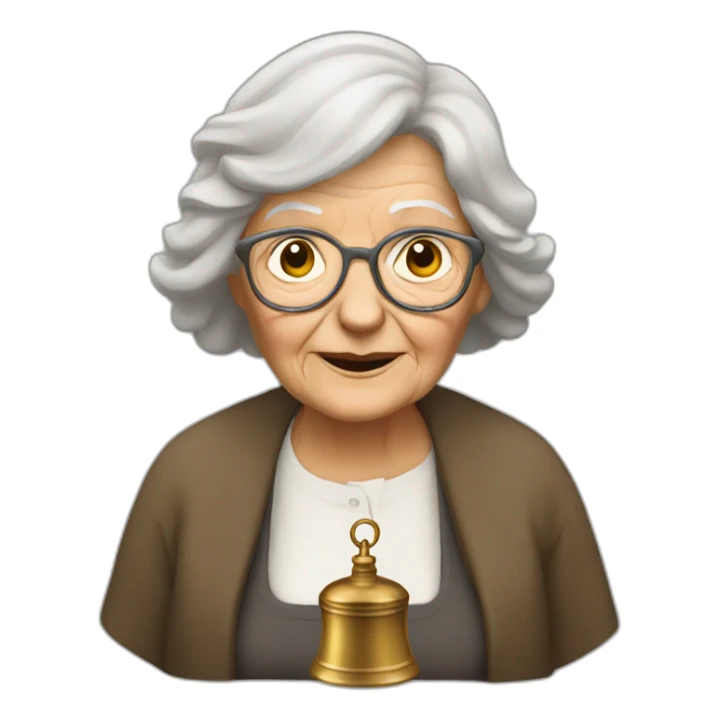 Old woman with a church bells sticker