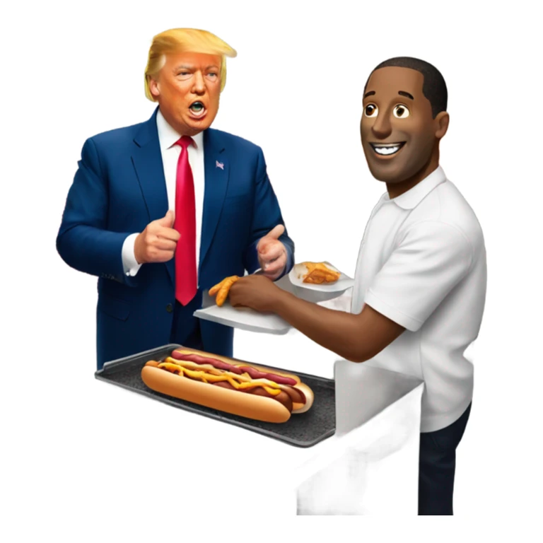 Trump serving hot dogs to Harris sticker