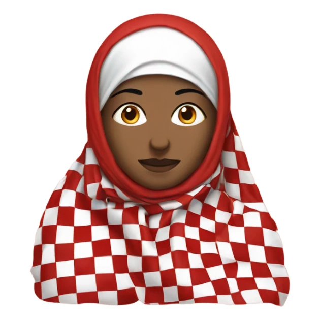 Women holding red and white checkered kuffiyeh upto her hands sticker