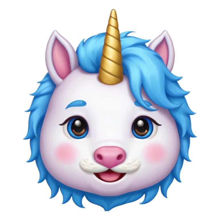 unicorn face with mustache cute and blue haired sticker