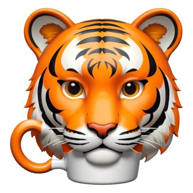 tiger face holding coffee mug for Twitch emote sticker
