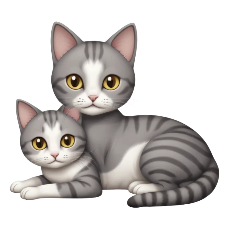 full body tiny short hair dark grey and white cat with white front legs anh azel eyes lying down sticker