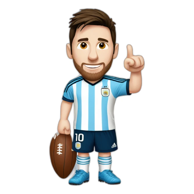 lionel messi with blue and white tshirt with argentina logo doing thumps up sticker