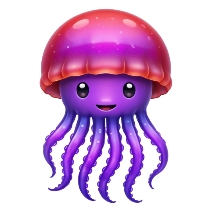 color gradient between red and purple glitter cute happy jellyfish sticker
