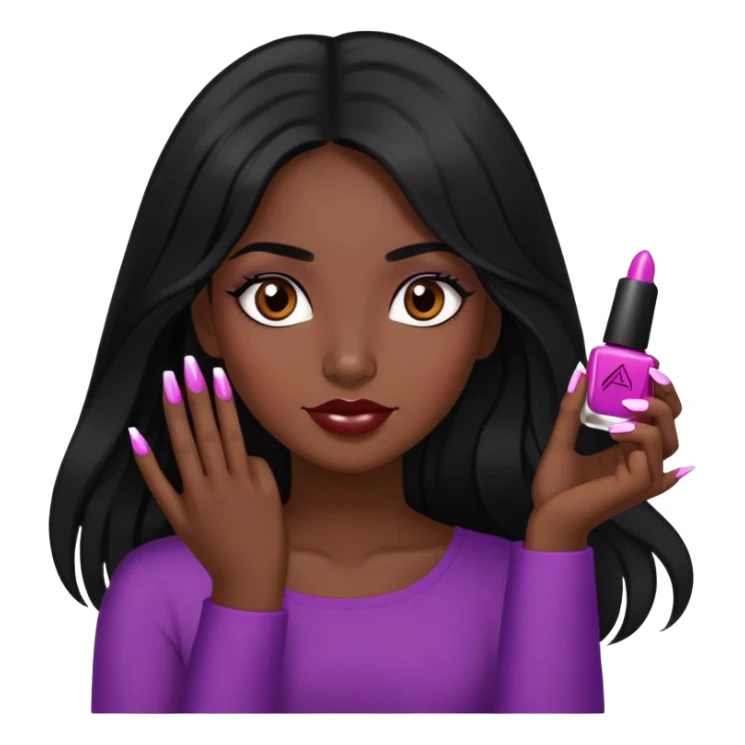 Long black hair Latina girl nails sticker