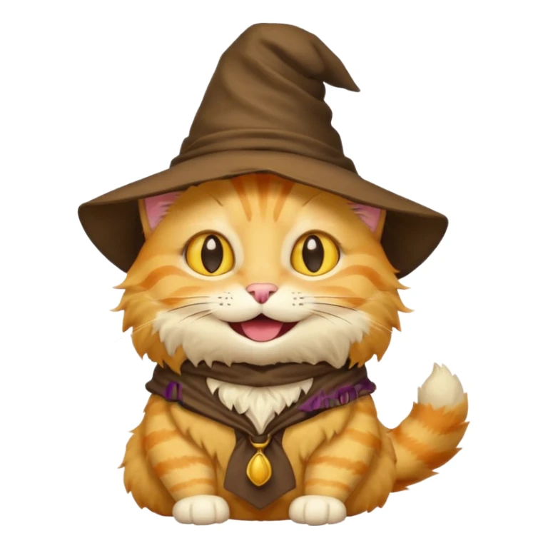 Very Simple yellow cat emoji wearing a sorting hat sticker