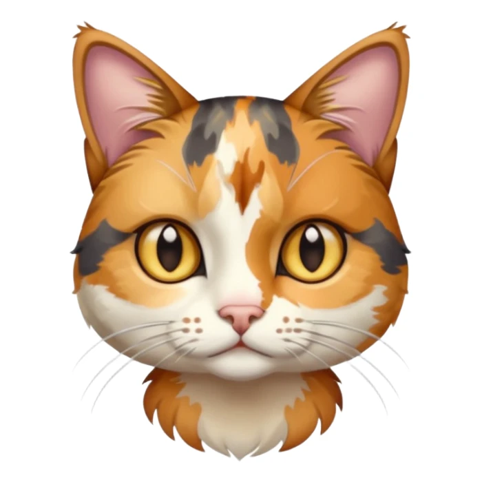 full body anxious looking colourful light calico tabby cat with hazel eyes and very patchy calico fur sticker