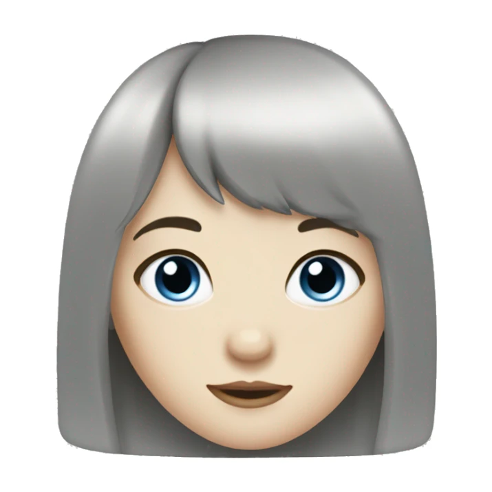 Girl with pale skin, light blue eyes, black hair and bangs sticker