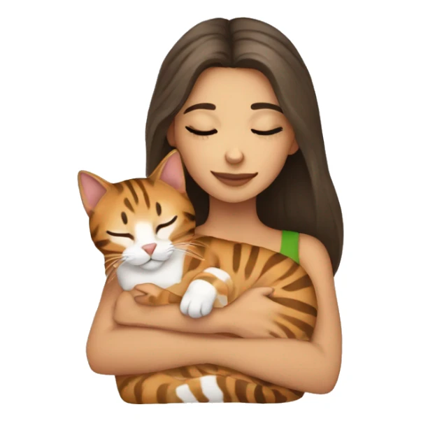 LIGHT skin brunette girl sleeping with bengal cat sticker
