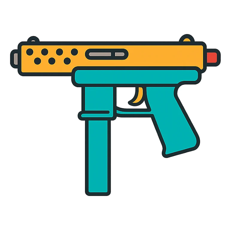 Tec-9 gun, ultra-realistic, detailed metal and plastic, icon sticker