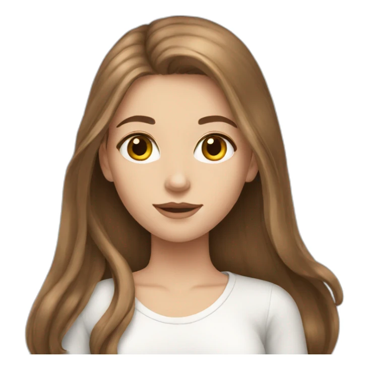 White girl with long brown hair sticker