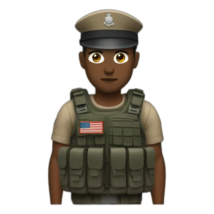 marine with bulletproof vest and a rifle sticker