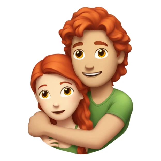 Cheery red hair hugs her brown hair boyfriend  sticker