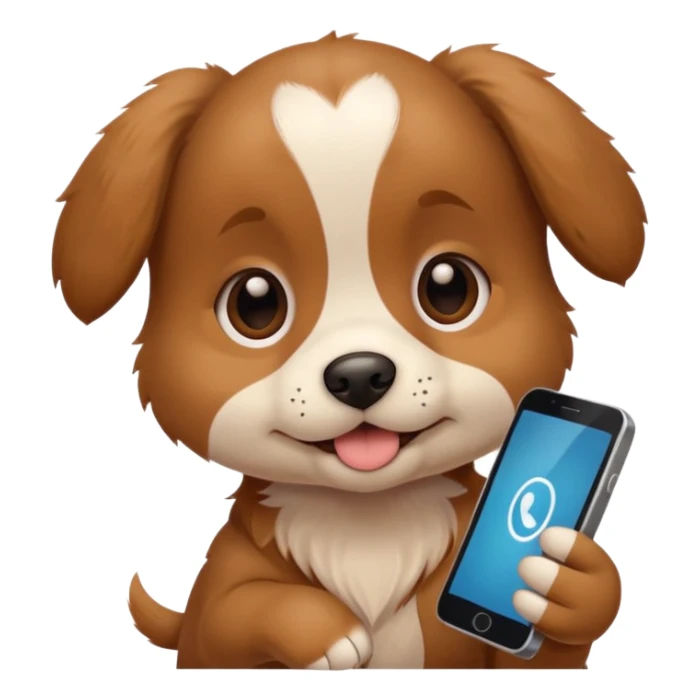 puppy with phone sticker